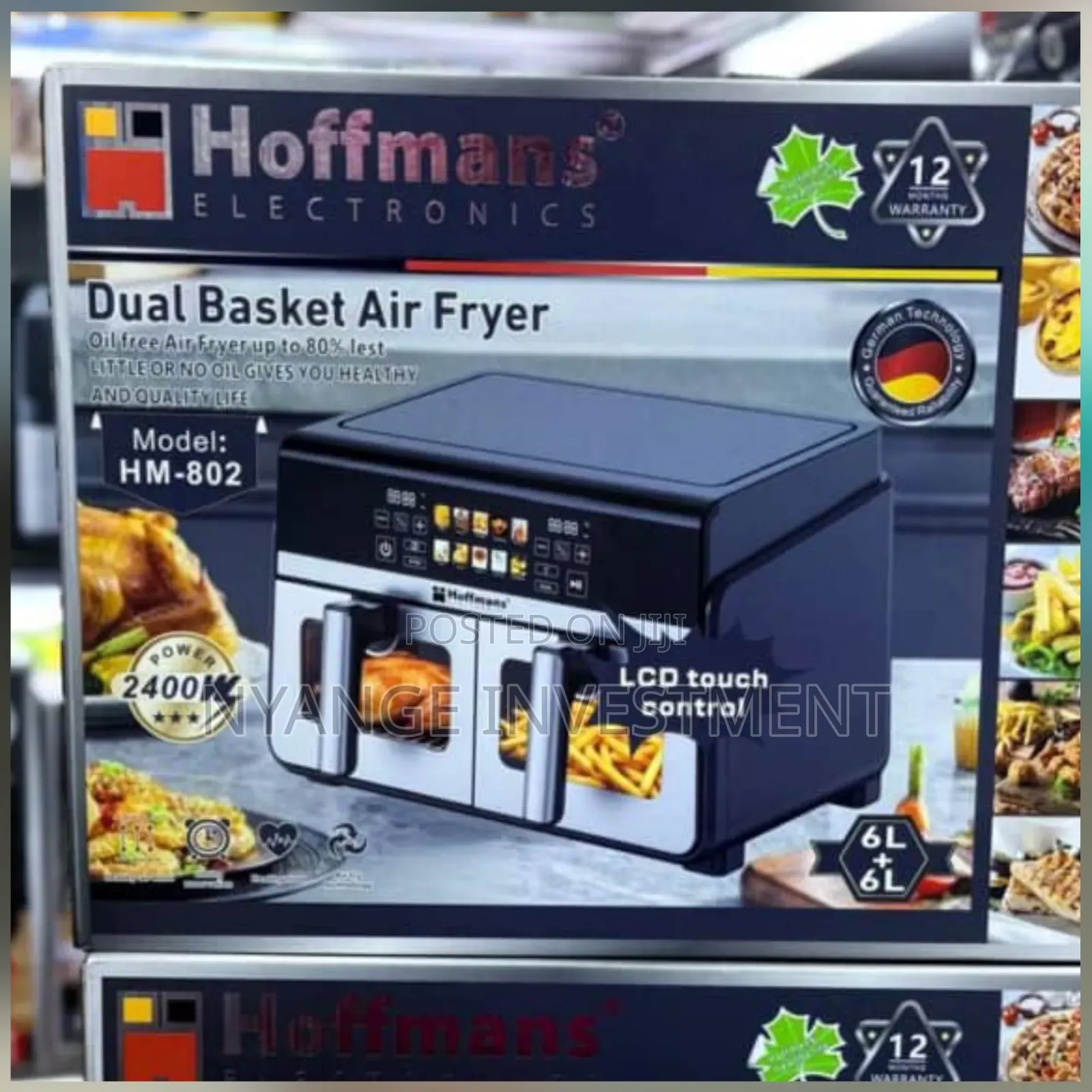 Hoffmans Electronics Dual Basket Air Fryer, HM-802. Double Air Fryer
