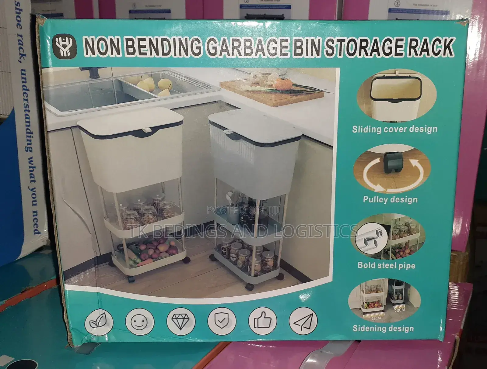 Non Bending Garbage Bin Storage Rack