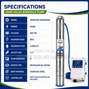 600W Solar Water Pump – 85m Head 4,000l/H 48V DC