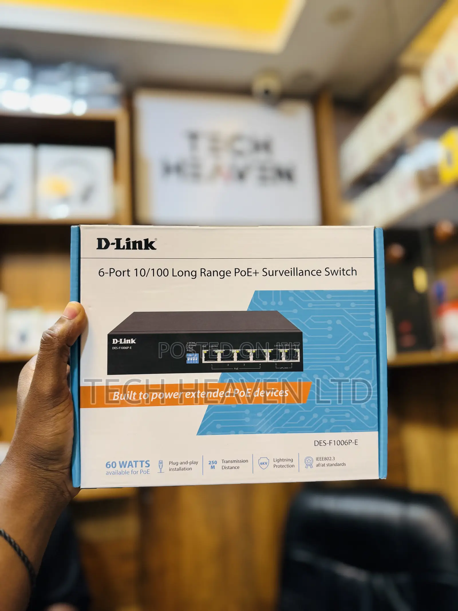6-Port 10/100 Long Range PoE+ Surveillance Switch Dlink 6 Ports