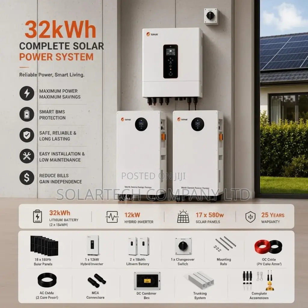 32kWh SRNE Lithium Hybrid Solar System 12kW Complete Package