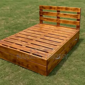 4*6 Brown Color Pallet Bed With Drawers