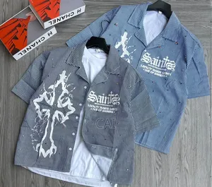 American Retro Street Style Checked Short-Sleeved Shirts