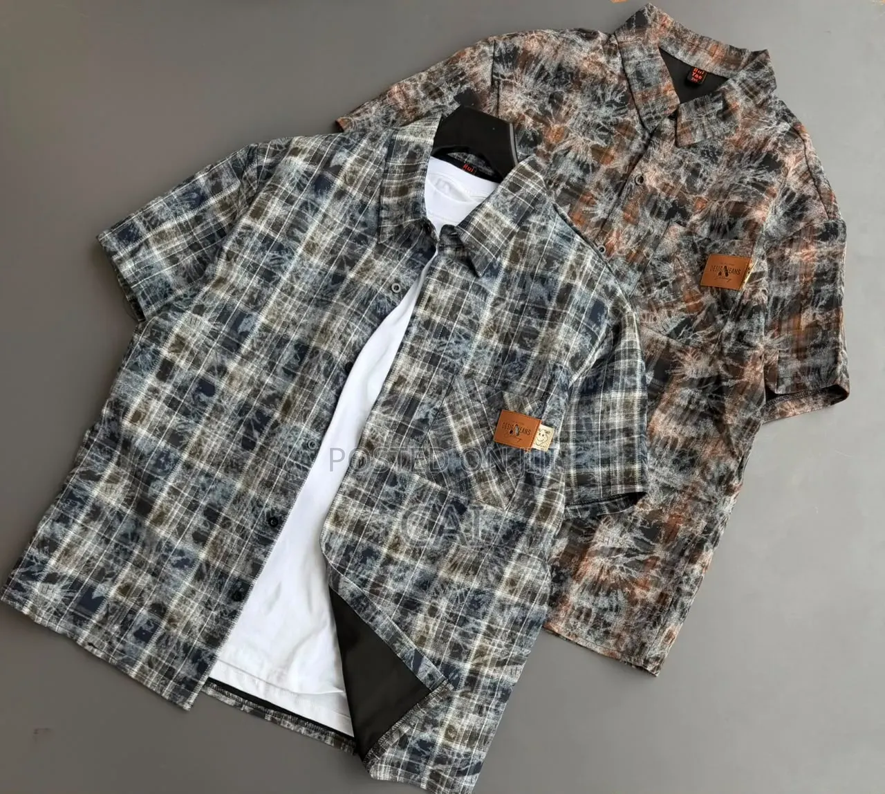 American Retro Street Style Checked Short-Sleeved Shirts