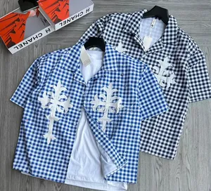 American Retro Street Style Checked Short-Sleeved Shirts