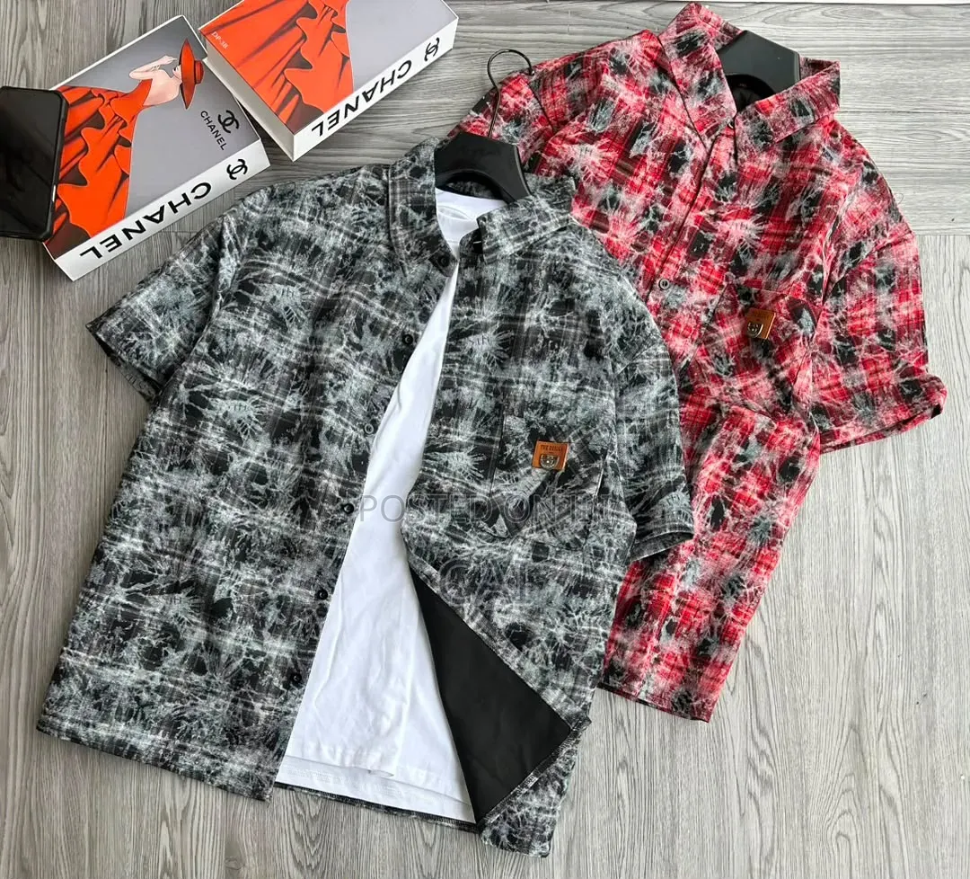 American Retro Street Style Checked Short-Sleeved Shirts
