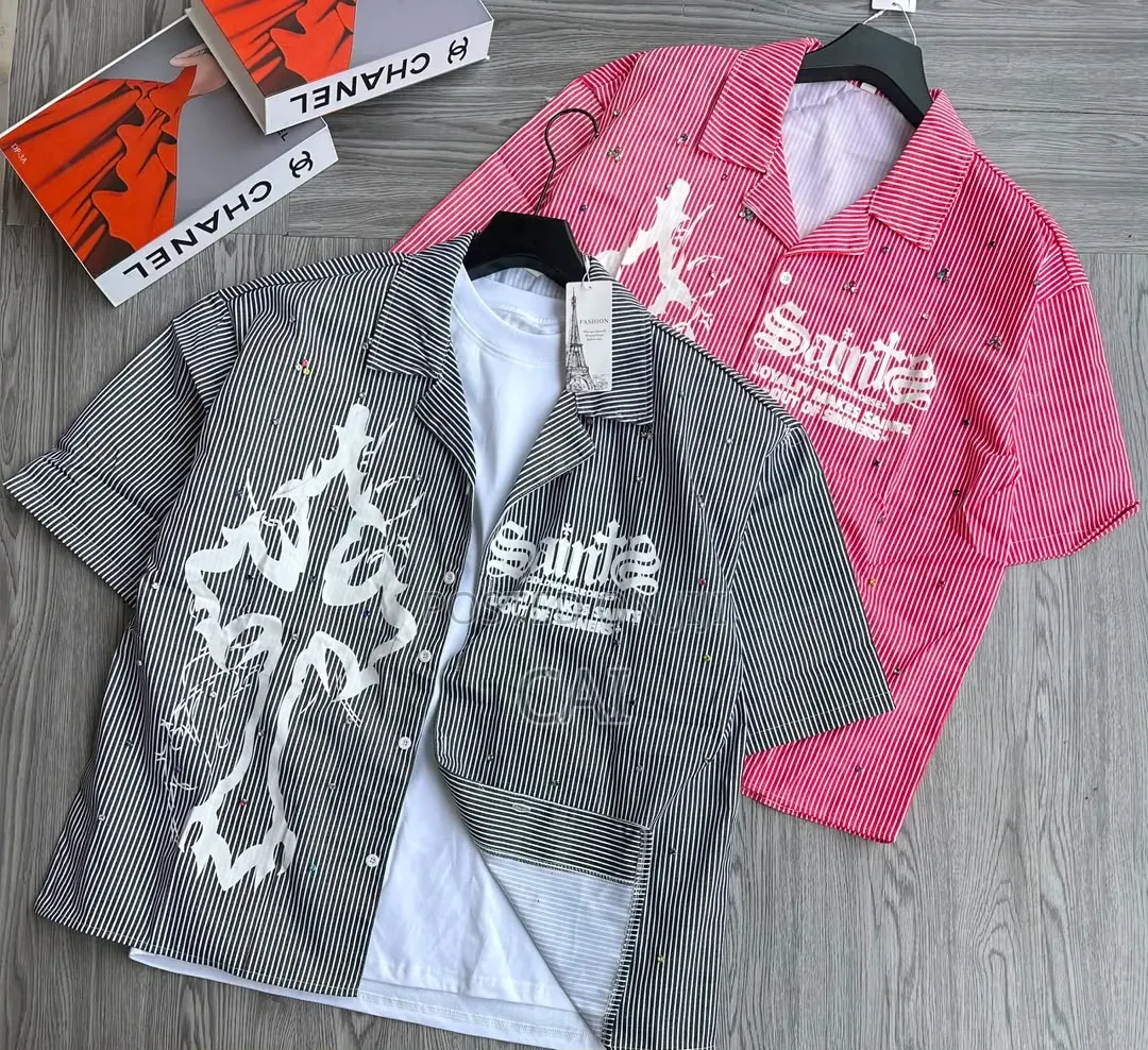 American Retro Street Style Checked Short-Sleeved Shirts
