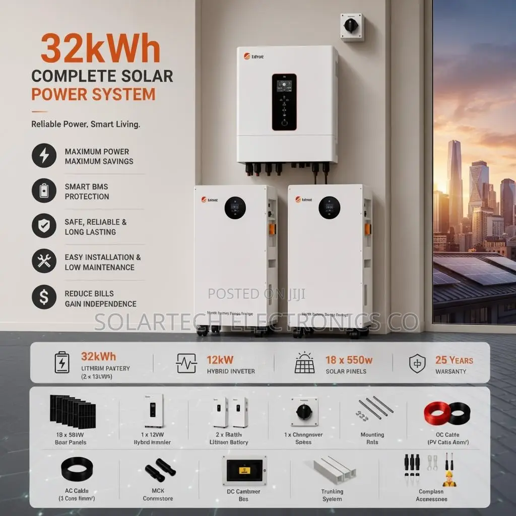 SRNE 32kWh Lithium Solar System With 18x620W Mono Panels