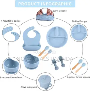 PCS Silicone Baby Feeding Set, Self Feeding Spoons Forks Sippy Cup Bib