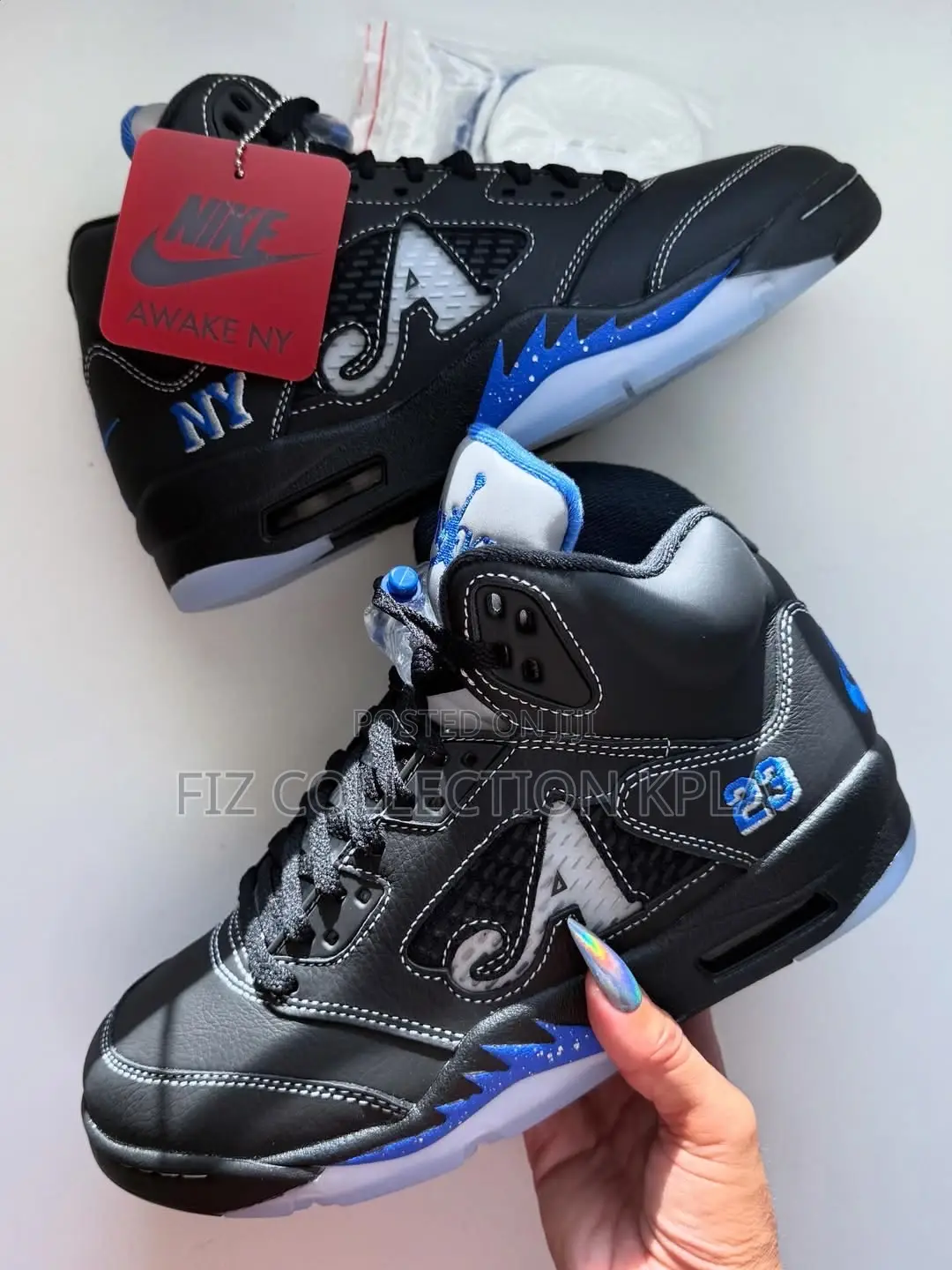 Nike Air Jordan 5 X Awake NY Black/Racer Blue Basketball Sneakers