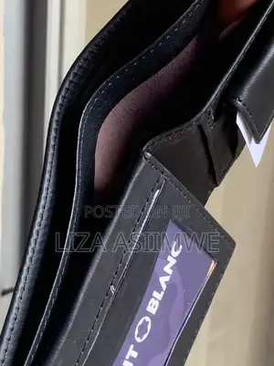 Montblanc Black Leather Wallet Featuring a Stamped Brand Logo On