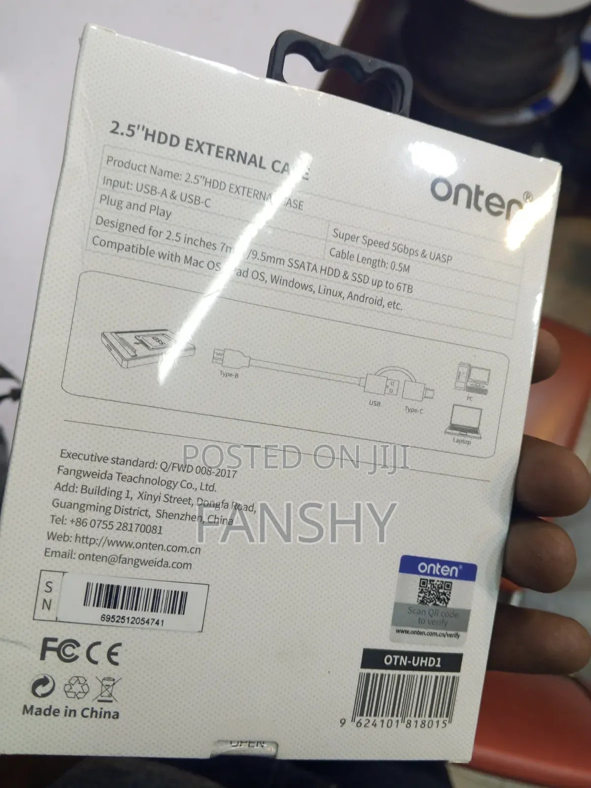 Original Onten 2.5 HDD Type C Disk Case (2 in 1)