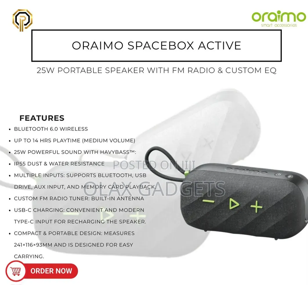 Oraimo SpaceBox Active OBS-680 25W Powerful Portable Wireless Speaker