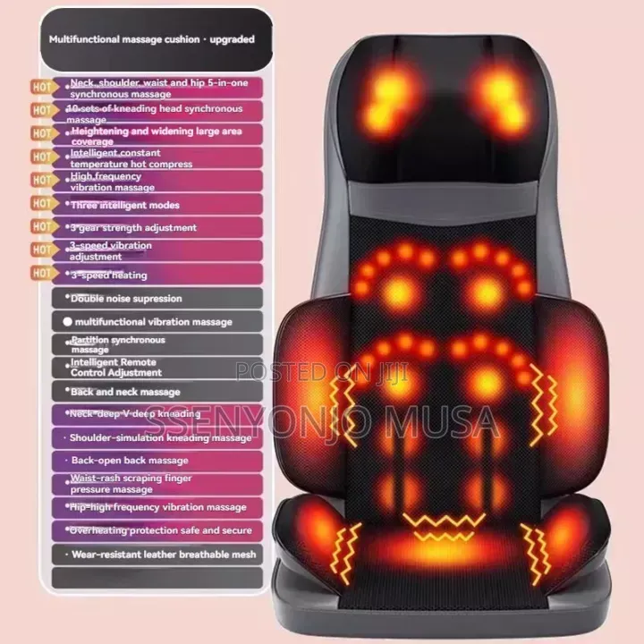 MDHL Heated Car Seat Massager Chair Cushion With Remote Control - Grey