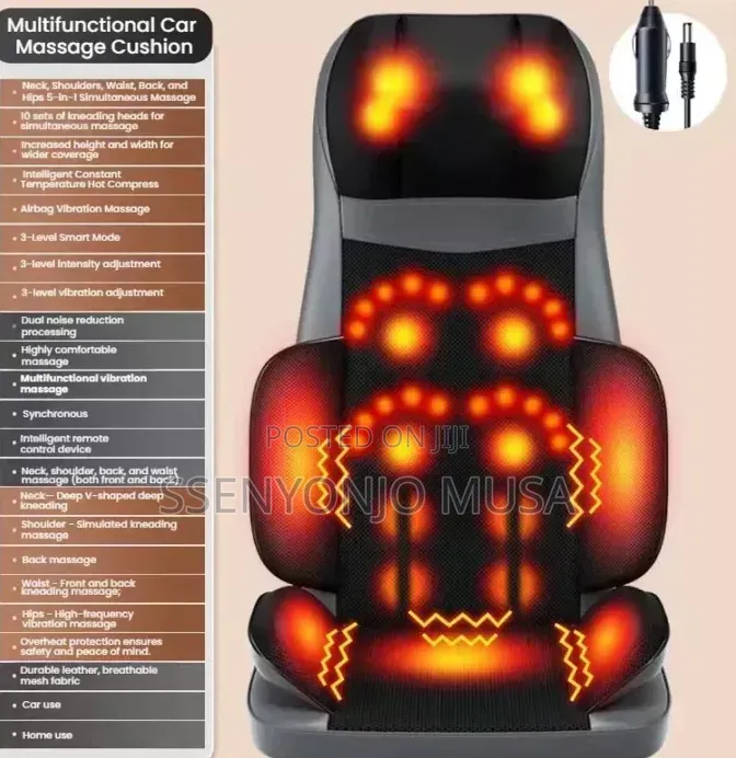 MDHL Heated Car Seat Massager Chair Cushion With Remote Control - Grey