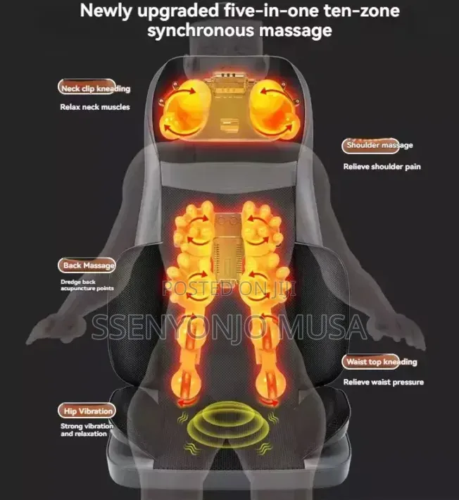 MDHL Heated Car Seat Massager Chair Cushion With Remote Control - Grey