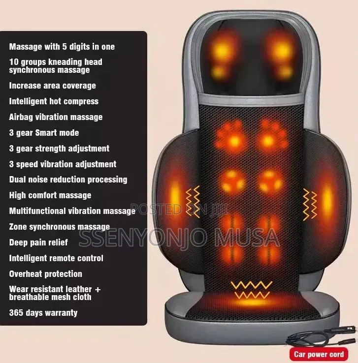 MDHL Heated Car Seat Massager Chair Cushion With Remote Control - Grey