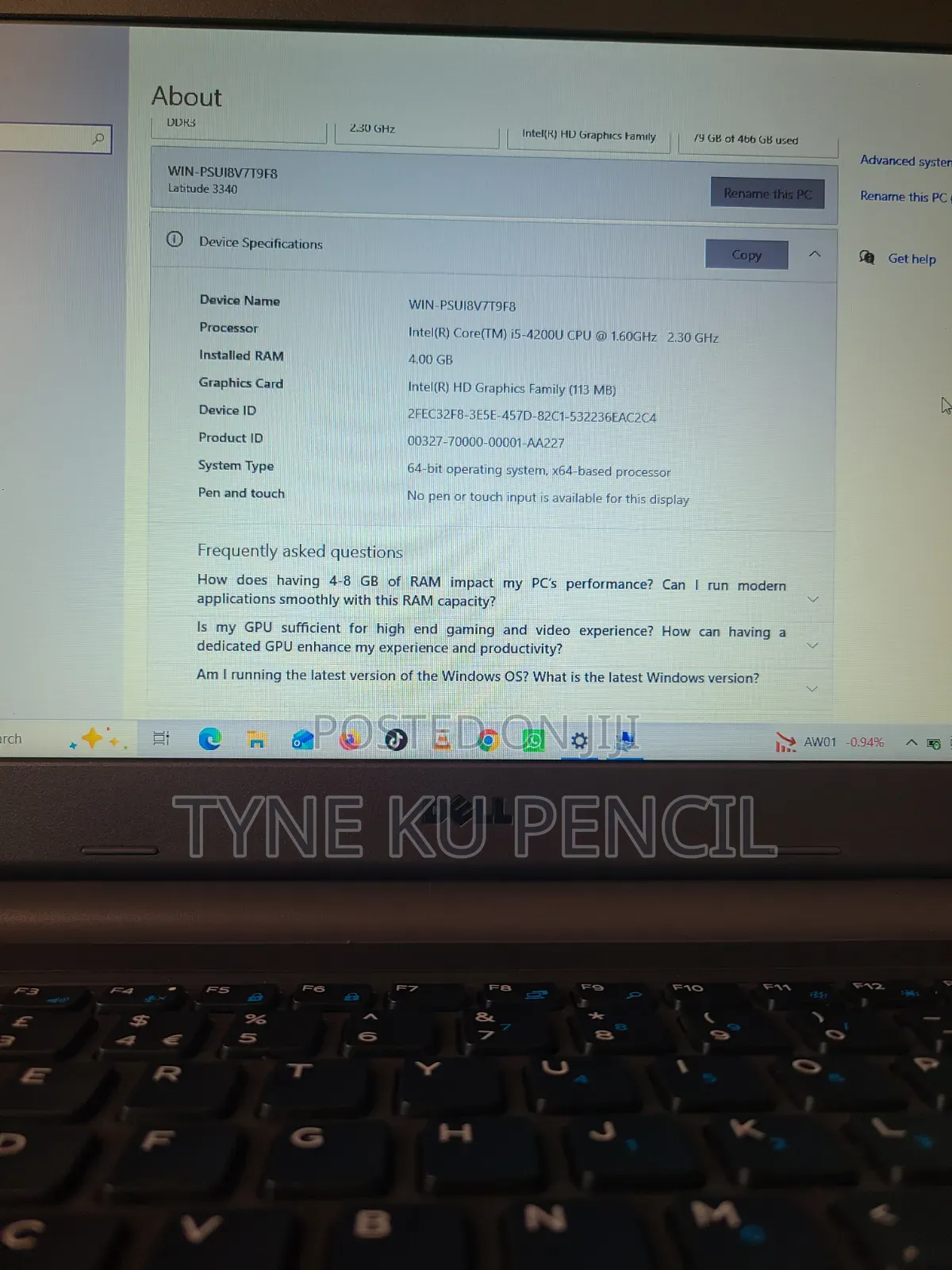 Laptop Dell Latitude 4GB Intel Core i5 HDD 500GB