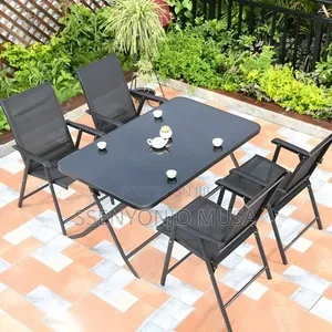 Modern Rectangular Outdoor Dining Set – Glass Table With 6 Chairs.