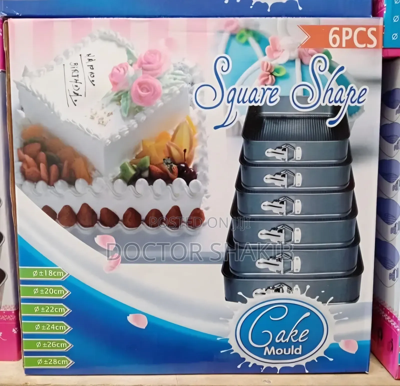 6-Piece Square Cake Mould Set