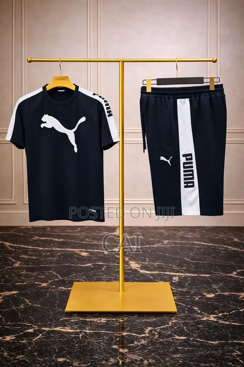 PUMA Black, Navy Blue Men's Sportswear Set