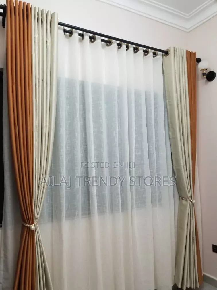 Orange and Cream Curtain Design Per Metre