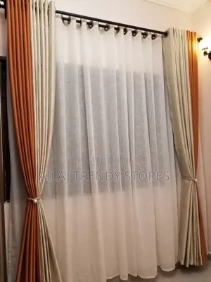 Orange and Cream Curtain Design Per Metre