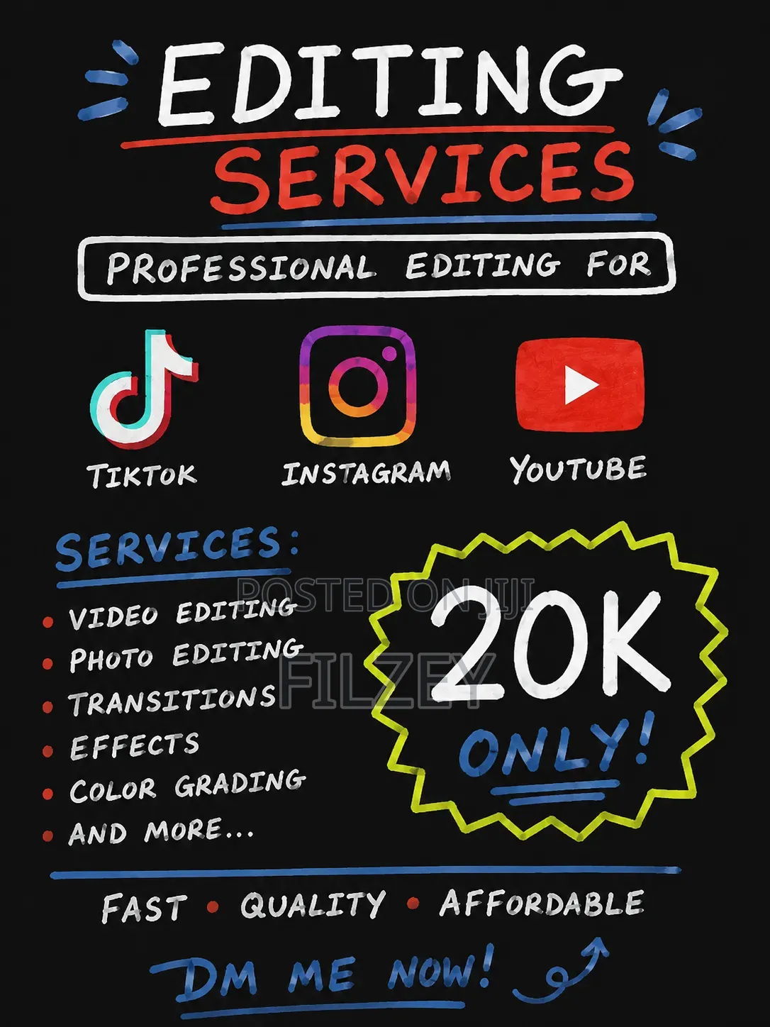 Editing Service for Videos Photos for Youtube Insta Tiktok