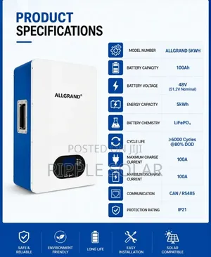 5kwh Wall Mount Lithium Battery 48v 100ah Lifepo4 Solar