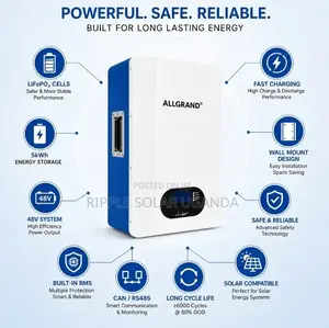 5kwh Wall Mount Lithium Battery 48v 100ah Lifepo4 Solar