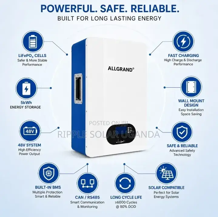 5kwh Wall Mount Lithium Battery 48v 100ah Lifepo4 Solar