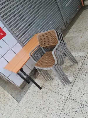 Pecan Steel Legged Wooden Foldable Table and Chairs Comb