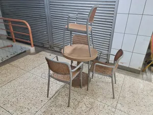 Pecan Plastic Dining Table and Chairs Plastic Table and Chairs 4people