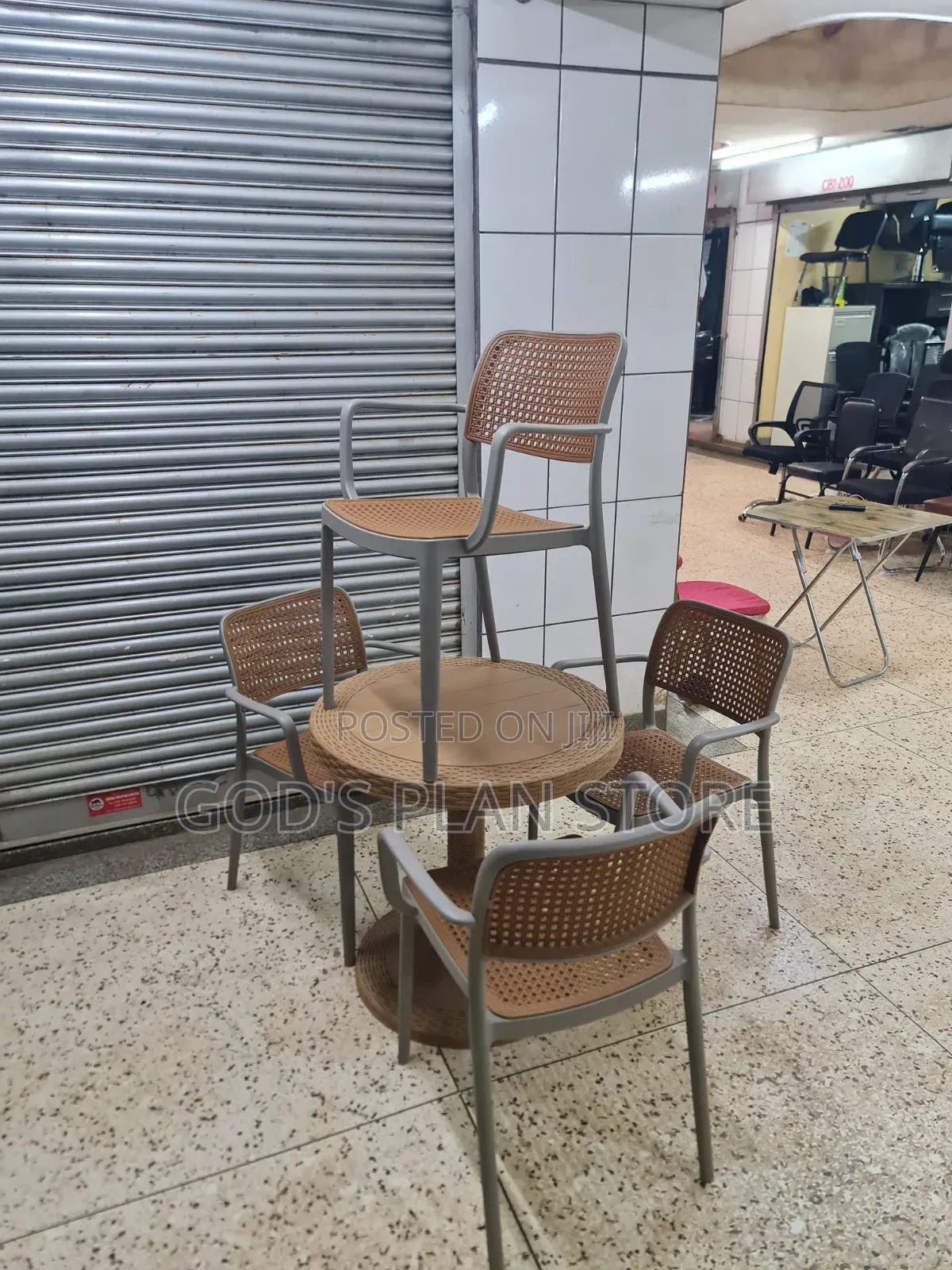 Pecan Plastic Dining Table and Chairs Plastic Table and Chairs 4people
