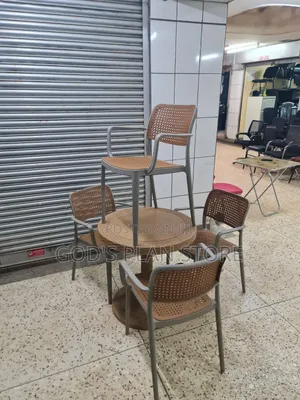 Pecan Plastic Dining Table and Chairs Plastic Table and Chairs 4people