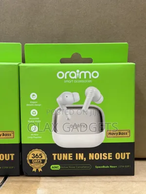 Oraimo SpaceBuds Neo+ ANC, Crystal Clear Calls 3D Sound -White Black