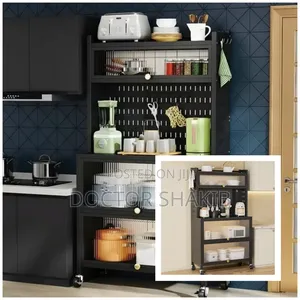 Metallic 5-Tier Kitchen Storage Cabinet