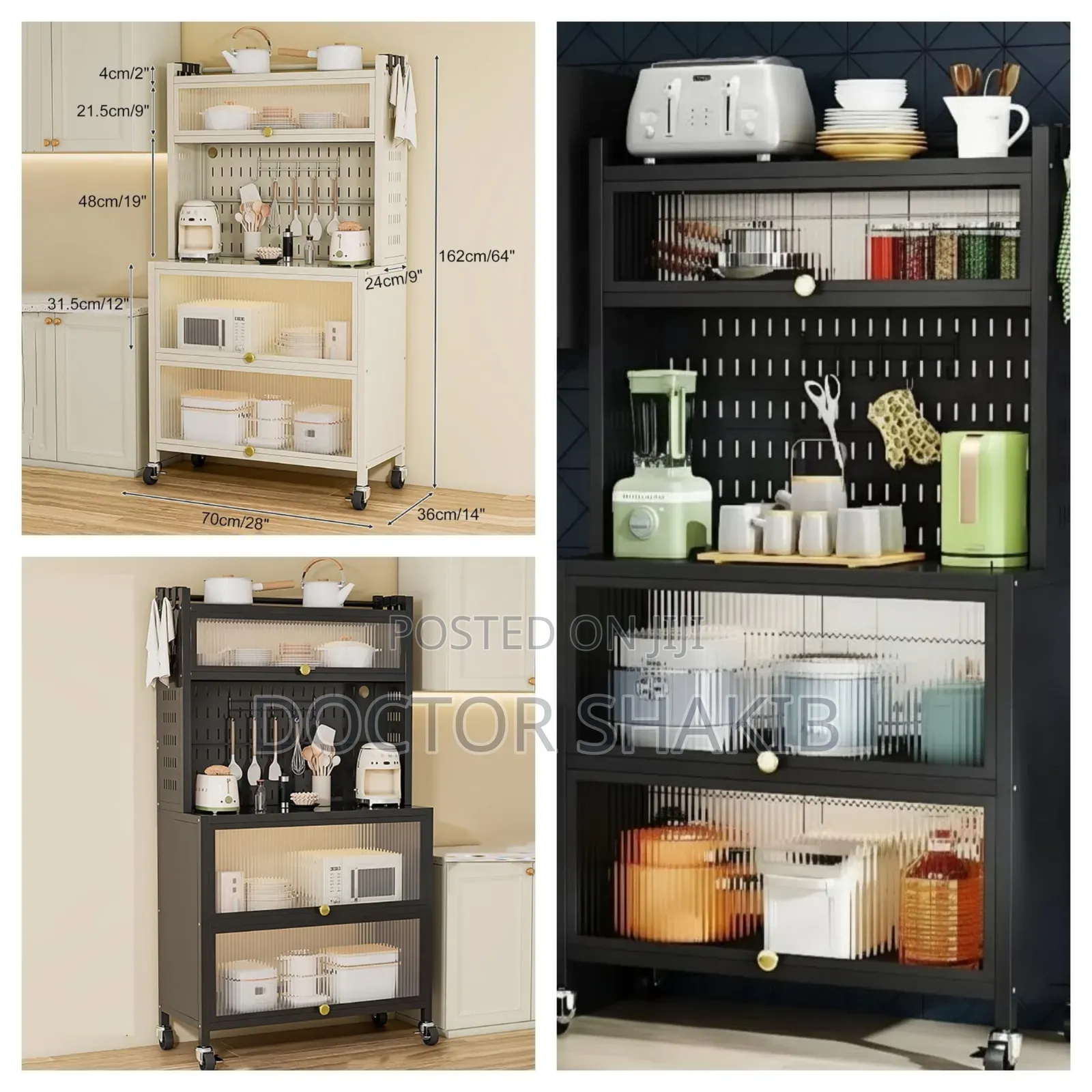 Metallic 5-Tier Kitchen Storage Cabinet