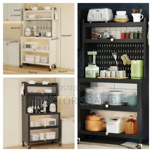 Metallic 5-Tier Kitchen Storage Cabinet