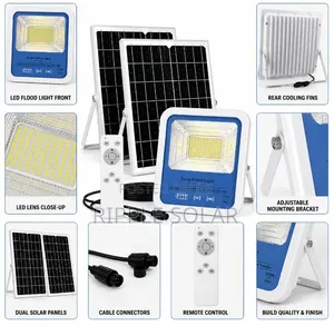 300w Solar Flood Light With 2 Panels Outdoor Security Light
