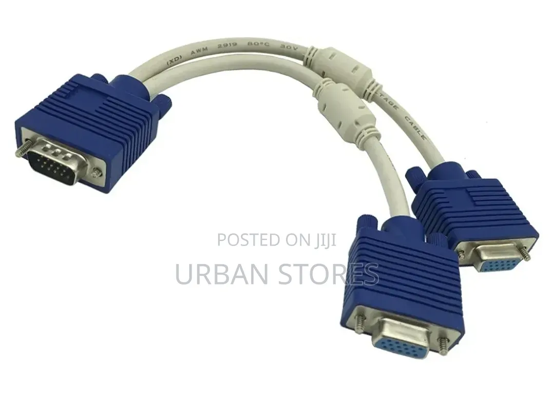 Dual 2 Monitor Vga Splitter Cable Video Y Splitter 15 Pin