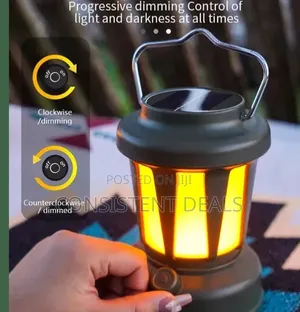 Retro-Style Solar-Rechargeable LED Camping Lantern