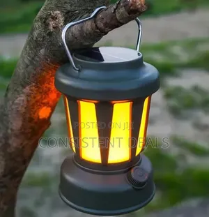 Retro-Style Solar-Rechargeable LED Camping Lantern