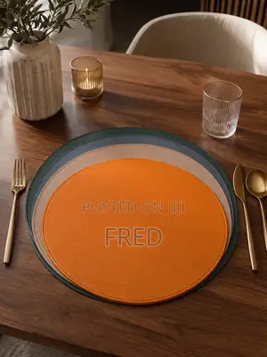 Round, Multicolored Faux Leather Placemats