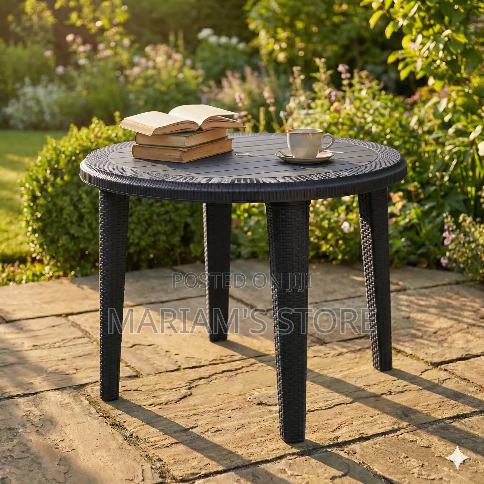 Revello Round Table in Green Featuring a Diamond-Patterned Tabletop