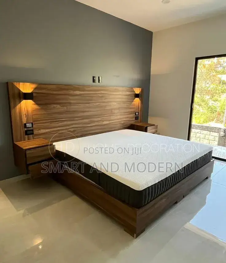 Upholstered_ Platform Bed/ With Cloud /Shaped Bed Board
/