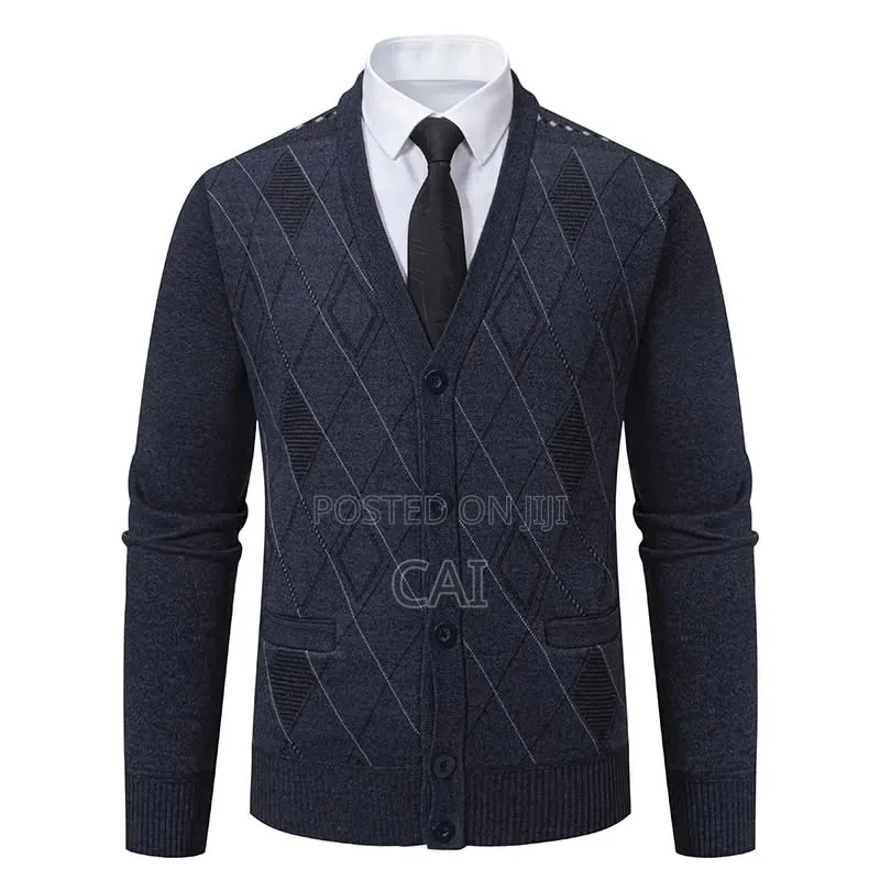 Check-Patterned v-Neck Cardigan Sweater
