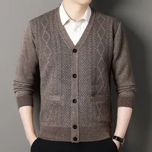 Check-Patterned v-Neck Cardigan Sweater