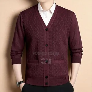 Check-Patterned v-Neck Cardigan Sweater