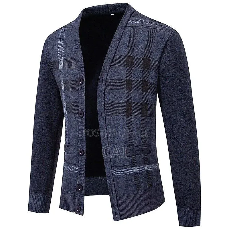 Check-Patterned v-Neck Cardigan Sweater